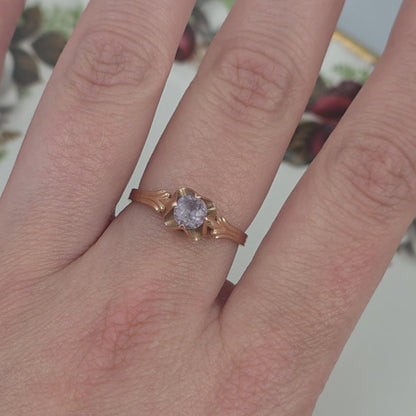 Vintage 14k roségouden ring solitair alexandriet
