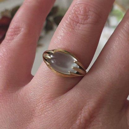 Vintage 14k gouden ring met maansteen cabochon