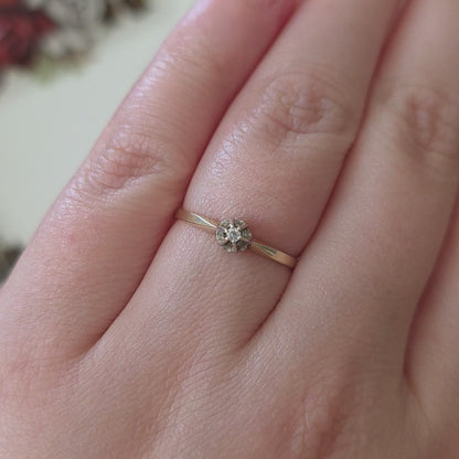 Vintage 14k gouden solitair verlovingsring diamant 0.02ct