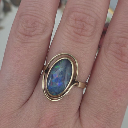 Vintage 9k ring met opaal