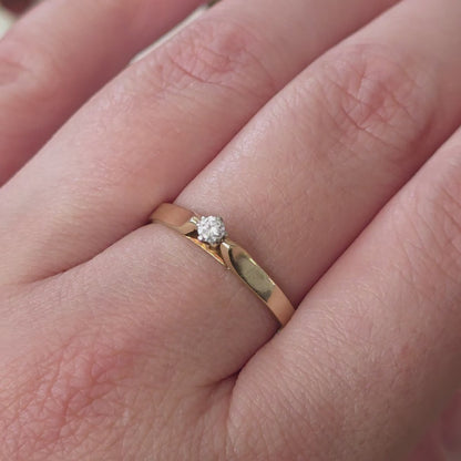 Vintage 14k gouden ring met diamant 0.08ct