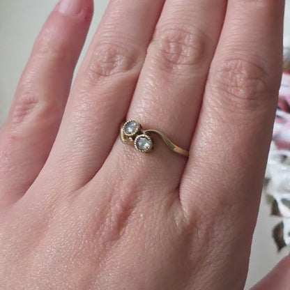 Antieke 14k gouden ring met roosdiamanten