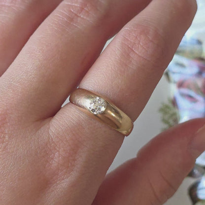 Antieke 14k gouden gypsy bombe ring old European cut diamant 0.4ct