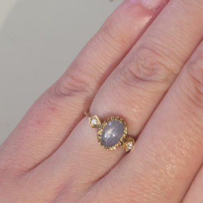 Vintage 14k gouden ring met ster saffier en diamanten