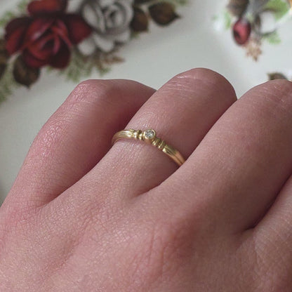Vintage 14k gouden solitair ring diamant 0.01ct