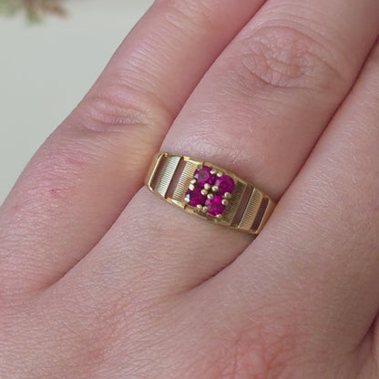 Vintage 14k gold ring with diamonds and ruby