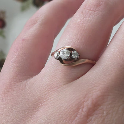 Antique 14k gold ring with 0.36ct diamonds