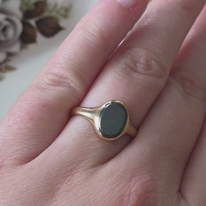 Vintage 18k gouden zegelring hematiet