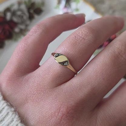 Vintage 14k gouden zegelring diamant