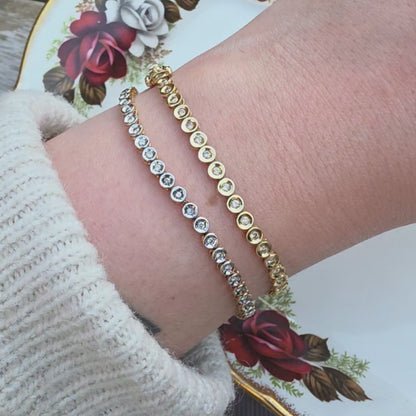 Vintage 14k geel gouden diamant tennisarmband 1ct