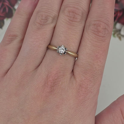Vintage 14k gouden verlovingsring solitair diamant 0.215ct