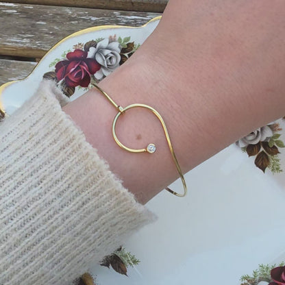 Vintage 14k gouden bangle armband met diamant
