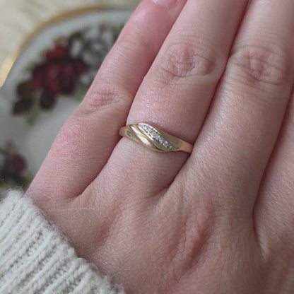 Vintage 14k gouden ring met diamantjes