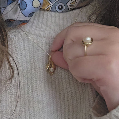 Vintage 14k gouden hanger parel