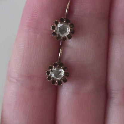 Antique 14k rose gold earrings with rose diamond
