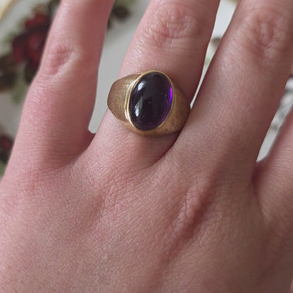 Vintage 14k gouden zegel ring met amethist