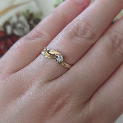 Vintage 14k gouden ring diamant 0.1ct