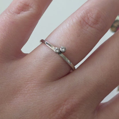 Vintage 14k witgouden ring met diamanten 0.04ct