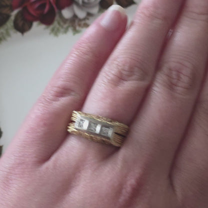 Vintage 14k gouden zegelring met diamant