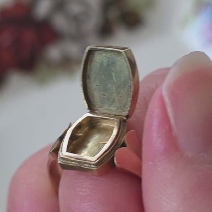 Vintage 14k gouden ring medaillon compartiment