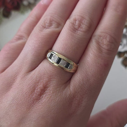 Vintage 14k gouden ring saffier en diamant