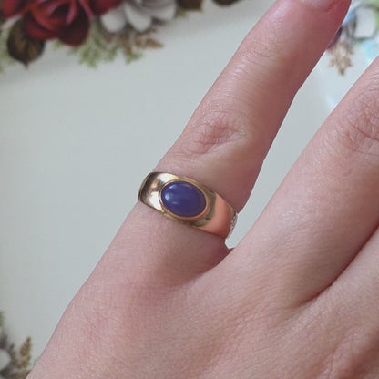 Vintage 18k gouden ring chalcedoon