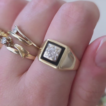 Vintage 14k gouden ring diamant 0.1ct