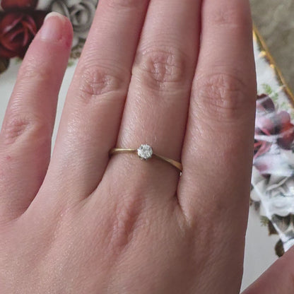 Vintage 14k gouden solitair verlovingsring diamant 0.15ct