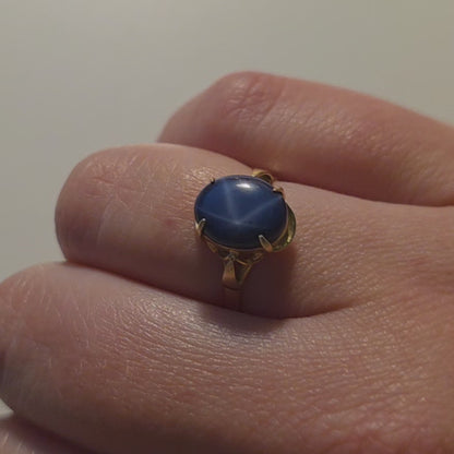Vintage 18k gouden ring met ster saffier