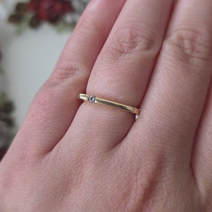 Vintage 14k gouden ring met diamant druppel 0.04ct