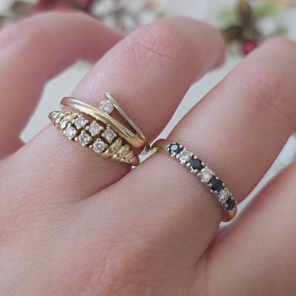 Vintage 14k gouden ring met saffier en diamant 0.12ct