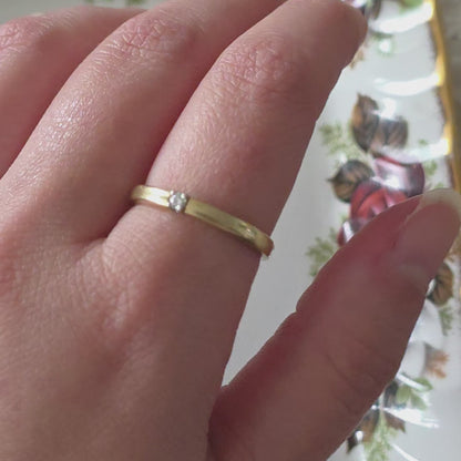 Vintage 14k gold solitair wedding ring diamond 0.05ct