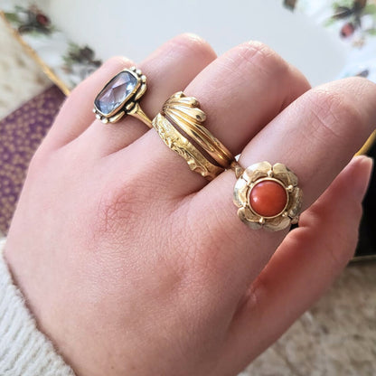Vintage 14k gouden ring schors