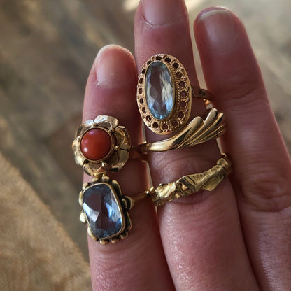 Vintage 14k gouden ring met topaas