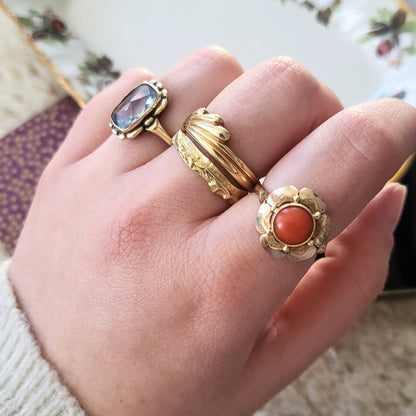 Vintage 14k gouden ring wave