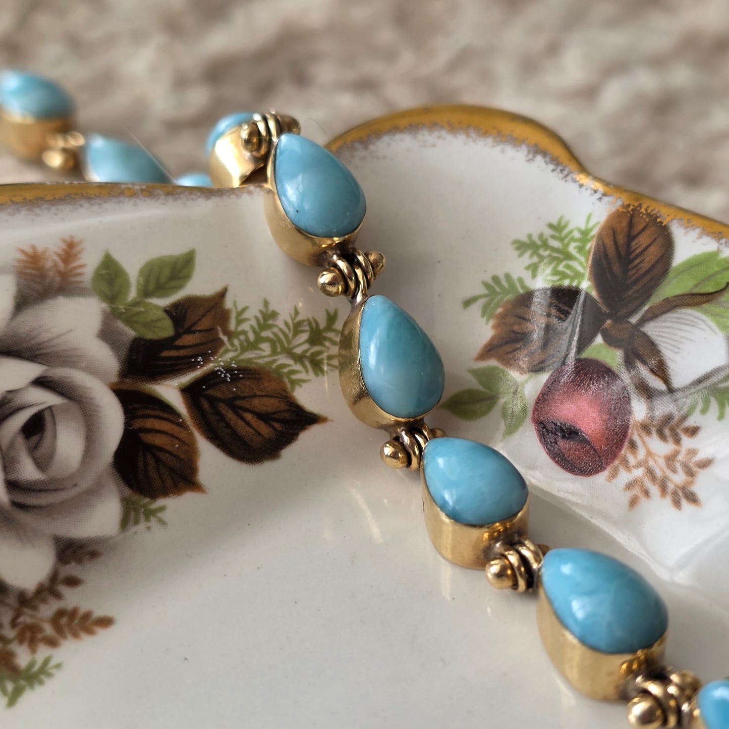 Vintage 14k gouden armband larimar