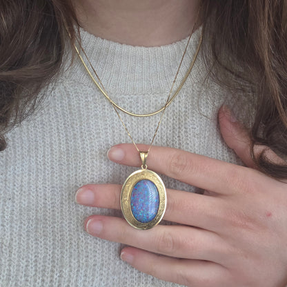 Vintage 14k gouden hanger opaal statement