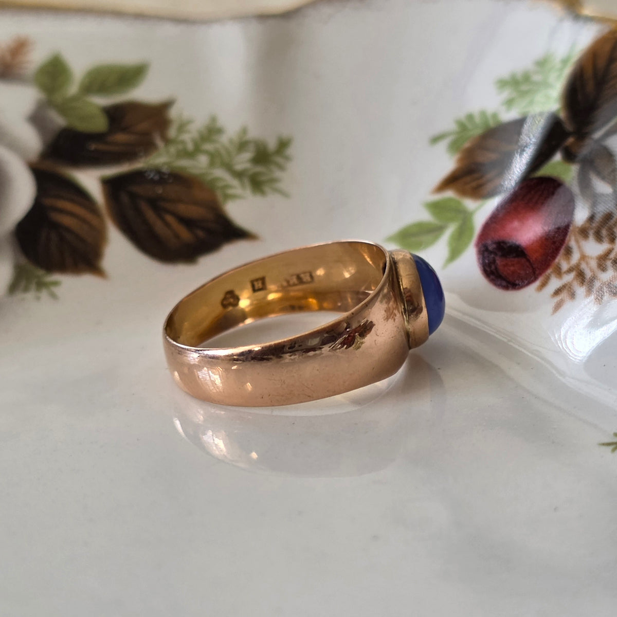 Vintage 18k gouden ring chalcedoon