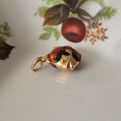 Vintage 18k gouden hanger vis emaille