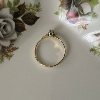 Vintage 14k gouden solitair verlovingsring diamant 0.02ct