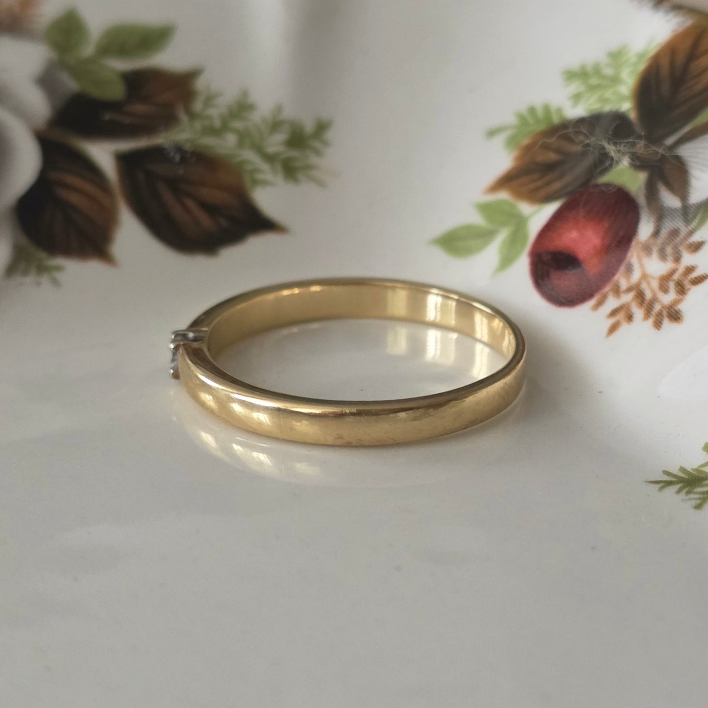 Vintage 14k gold solitair wedding ring diamond 0.05ct