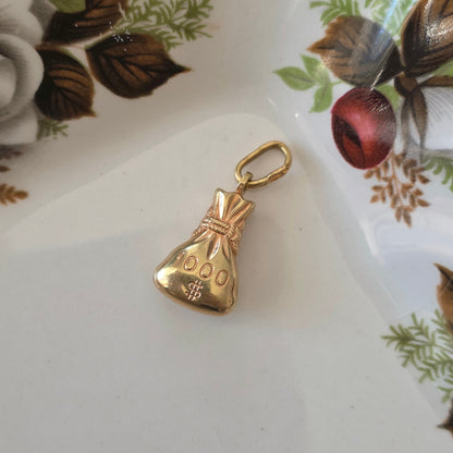 Vintage 14k gold pendant money bag