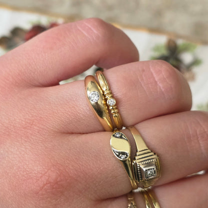 Vintage 14k gouden Art Deco ring diamant 0.03ct