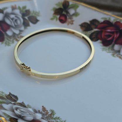 Vintage 14k gouden bangle armband met 5 diamanten