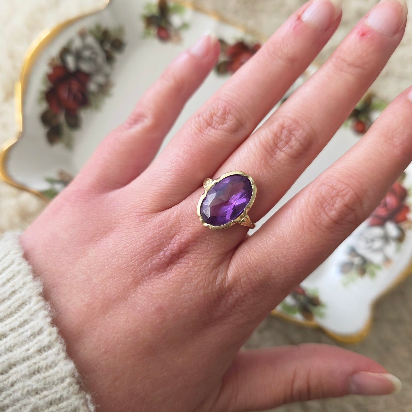 Vintage 14k gouden ring alexandriet