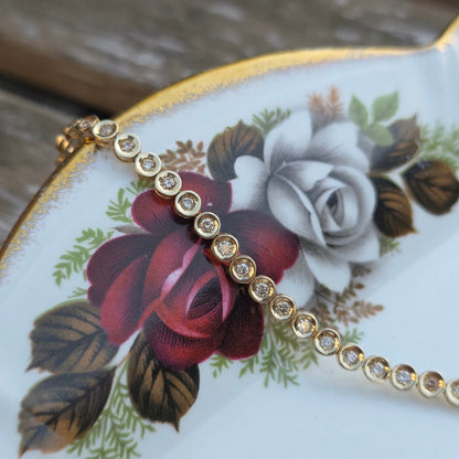 Vintage 14k geel gouden diamant tennisarmband 1ct