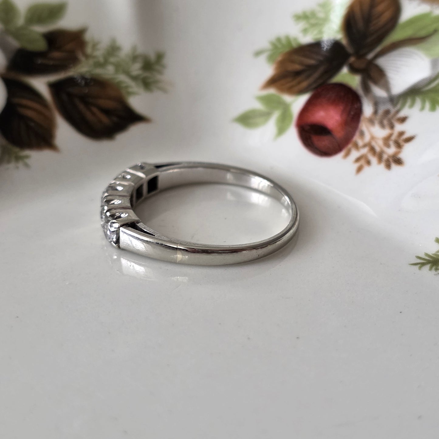 Vintage 14k witgouden ring met 5 diamanten 0.5ct