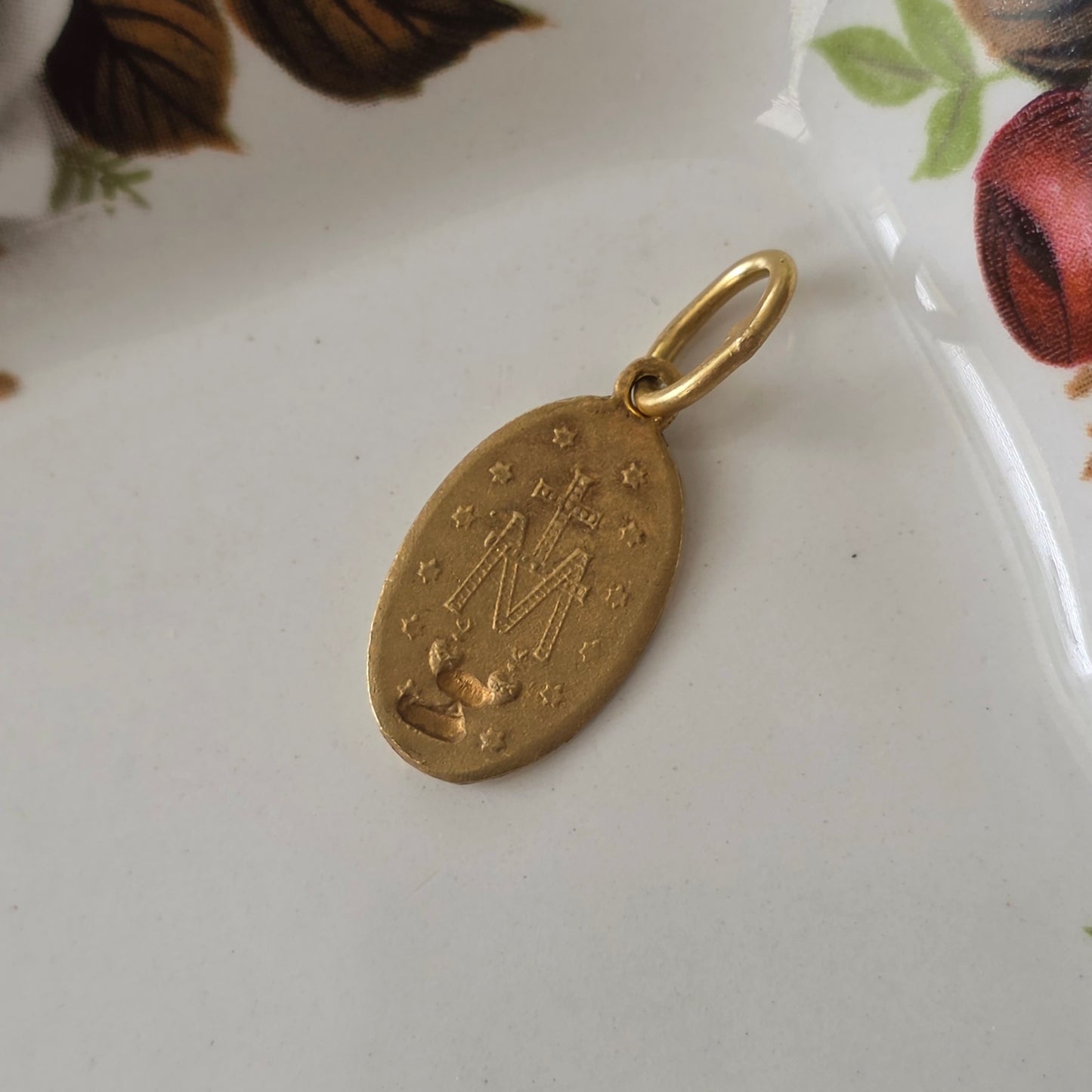 Antieke 18k gouden hanger Maria wonderbaarlijke medaille
