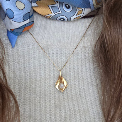 Vintage 14k gouden hanger parel