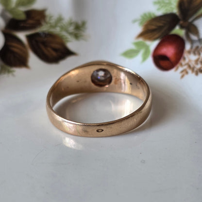 Antieke 14k gouden gypsy bombe ring old European cut diamant 0.4ct